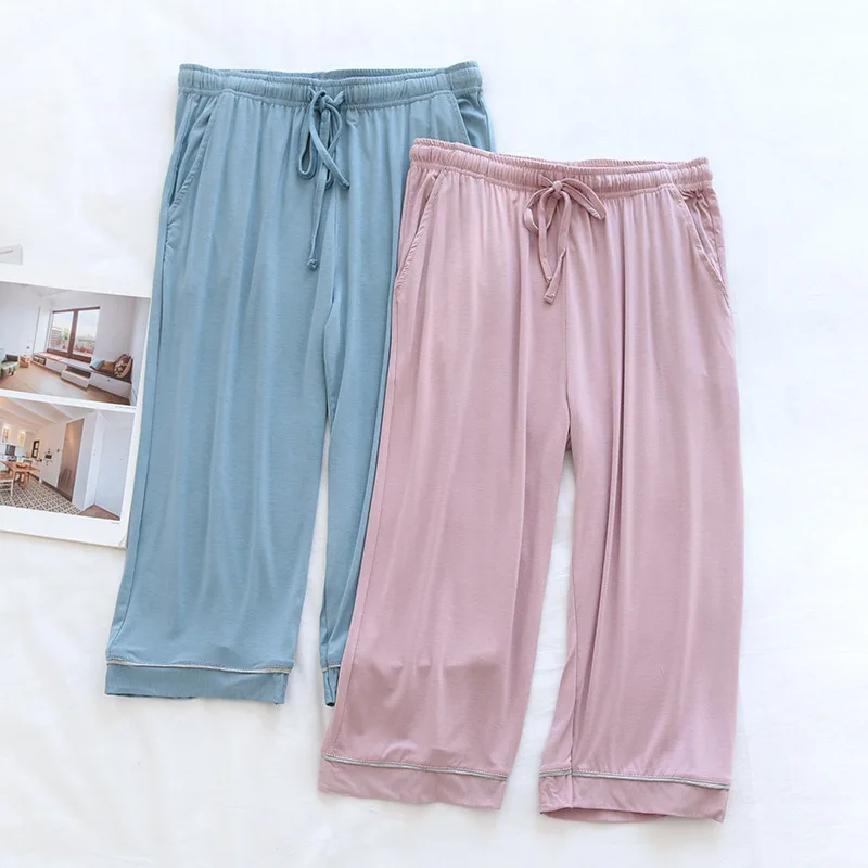 Modal Thin Ladies Pajama Pants Sleeping Trousers Women Calf-length Sleep Bottoms Lounge Wear Female Sleep Pants Spring Summer
