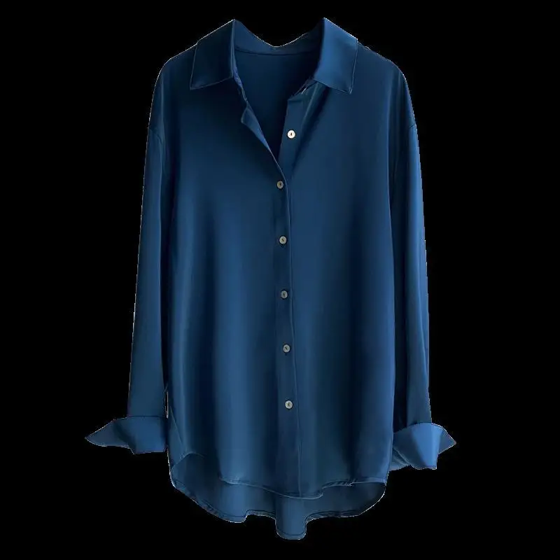 Шелковая блузка XEJ для женщин Ретро одежда туника сорочка оверсайз Женская