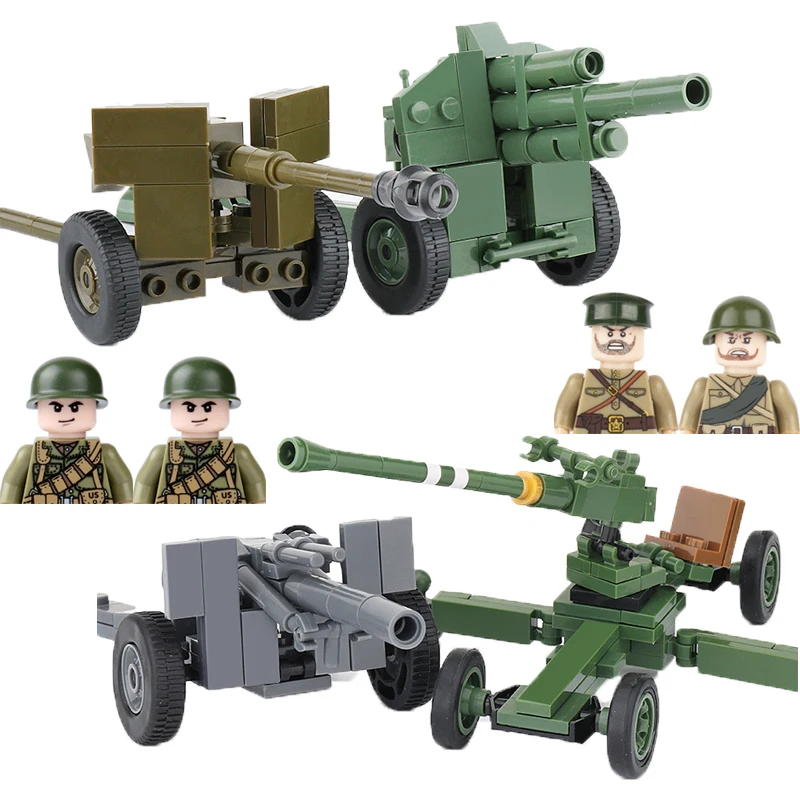 

Конструктор военное оружие и пушка времен 2 мировой войны, фигурки немецких американских советских солдат, противотанковый пистолет, модель самолета, игрушки C363
