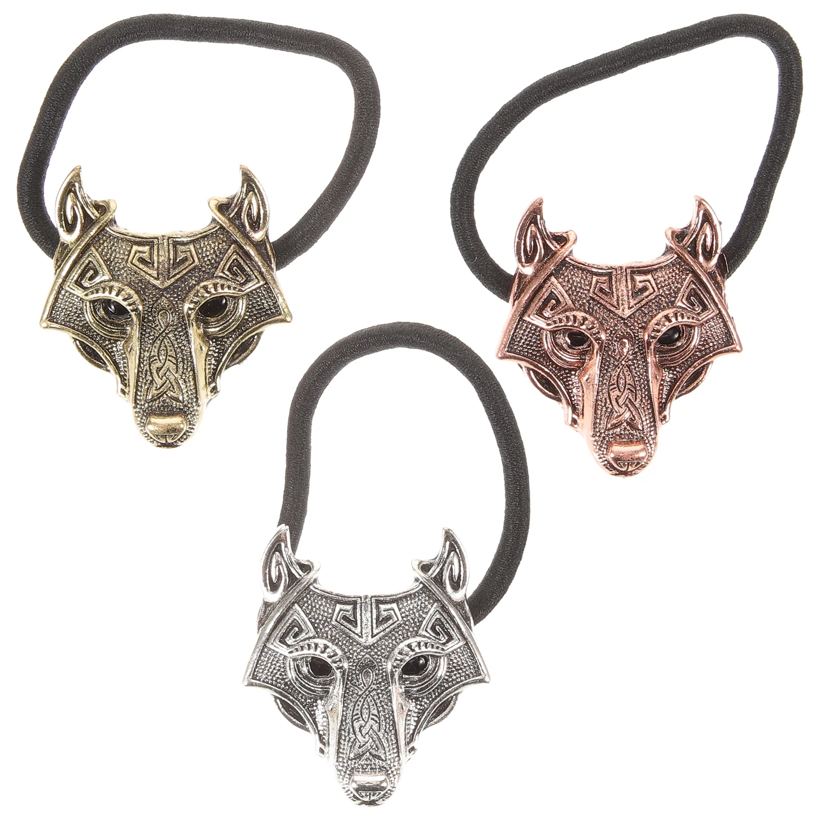 

3pcs Retro Wolf Head Hair Ties Elastic Hair Ribbons For Girlss Vintage Hair Bands Accessories
