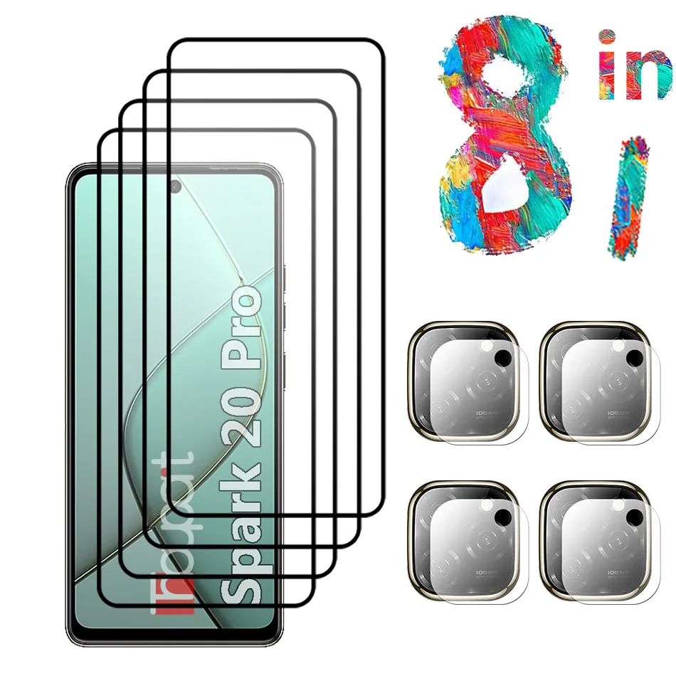 4 + закаленное стекло для Tecno Spark 20 Pro 5G защита экрана мягкая пленка объектива