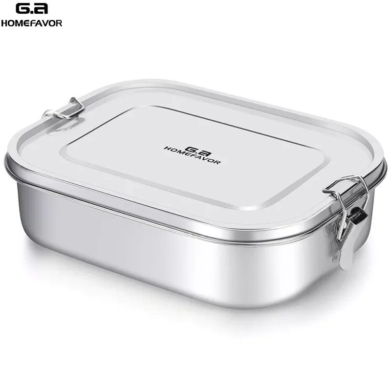 

G.a HOMEFAVOR Lunch Box For Kids Food Container Bento Box 304 Top Grade Stainless Steel Metal Snack Storage Box