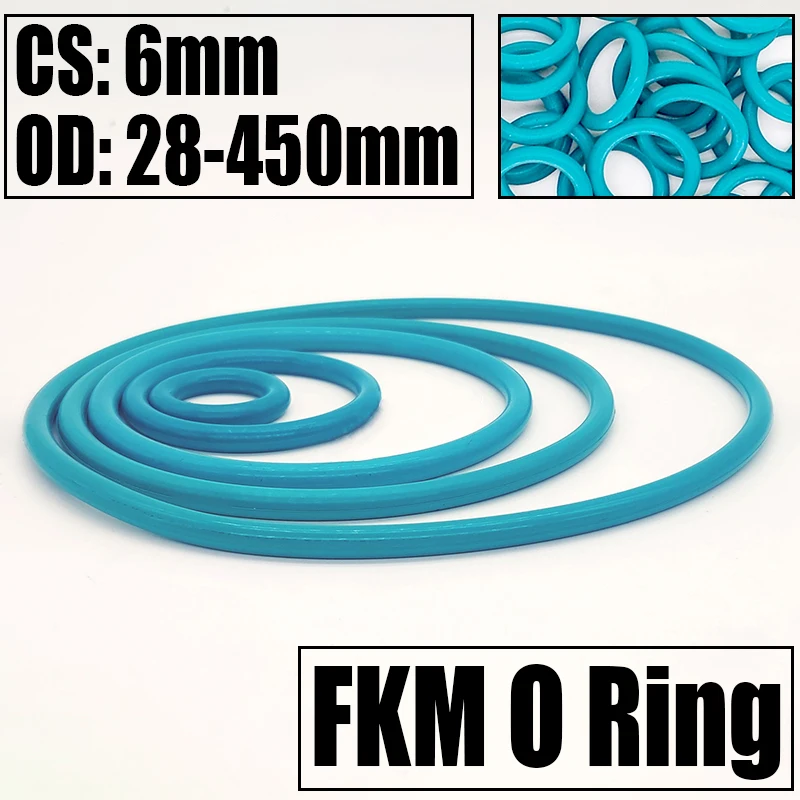 

1PCS FKM O Ring Seal Gasket Thickness CS 6mm OD 28-450mm Oil/High Temperature Resistance Washer Fluorine Rubber Spacer