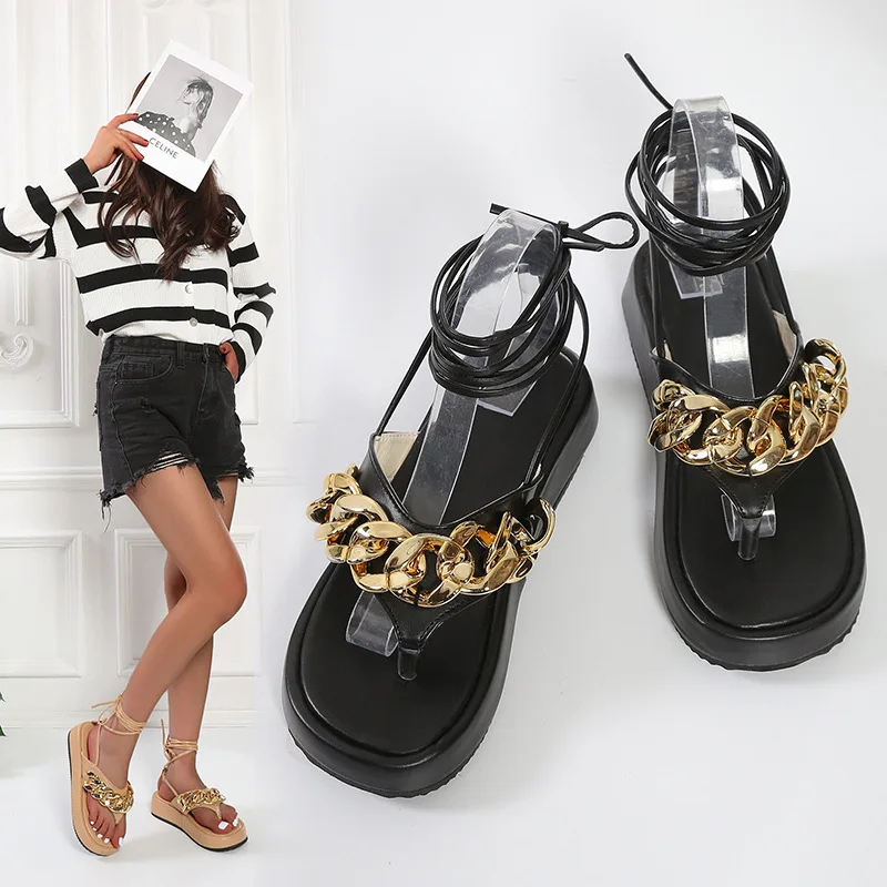 

Sandals Women Summer New 2022 Beach Slippers Sexy Flat Casual Cross-Tie Open Toe Shoes Black Rome Sandals