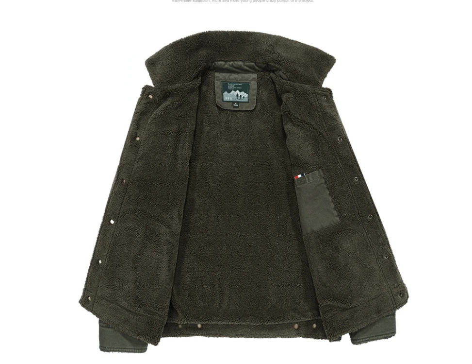 Мужская утепленная куртка-бомбер из овечьей шерсти и хлопка