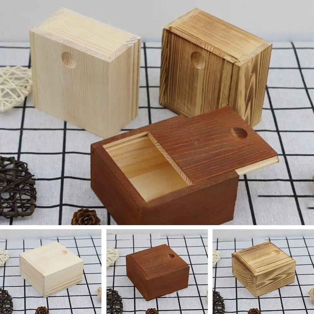 

Natural Unfinished Card Keeper With Slide Top Jewelry Organizer Case Storage Box Wooden Box Beads Container