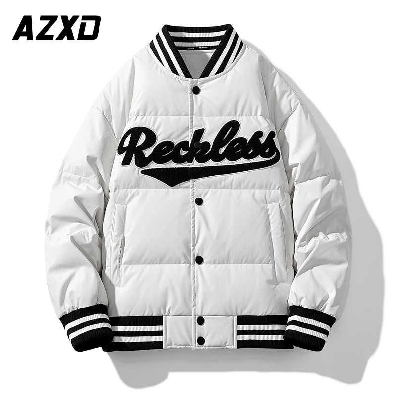 Autumn Winter 2022 Thickened Down Jacket Coats Men Fashionable Loose American Towel Embroidered Baseball Down Jacket For Warmth