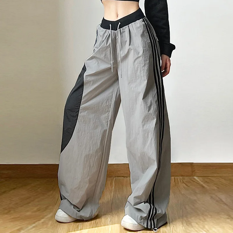 

Джоггеры Y2K с широкими штанинами для женщин, уличная одежда, Techwear, карго в Корейском стиле Харадзюку, парашютные спортивные штаны для мужчин, технологичные спортивные брюки, одежда