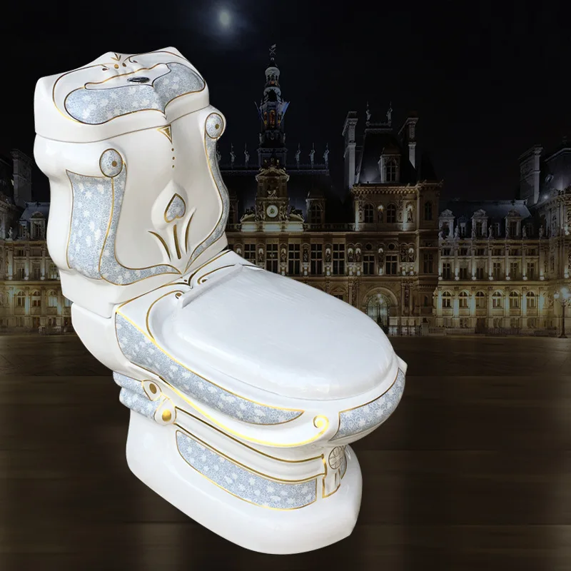 

Asian European Style Toilet Embossed Luxury Gold Green Blue Toilet High-End Home Engineering Hotel Villa Toilet