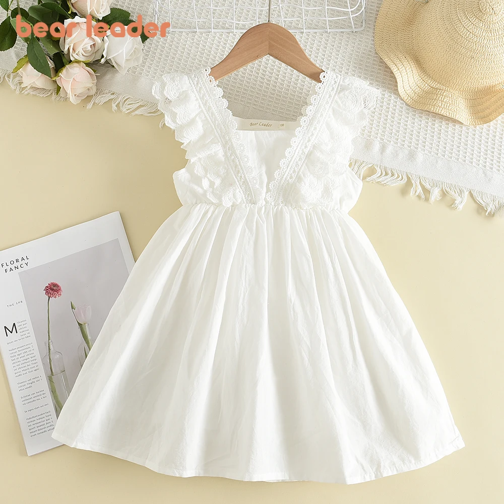 

Kids Girls Dresses 2023 New Summer Lace Princess Dresses Children Solid color Clothing Baby Wedding Party Vestidos kids clothes
