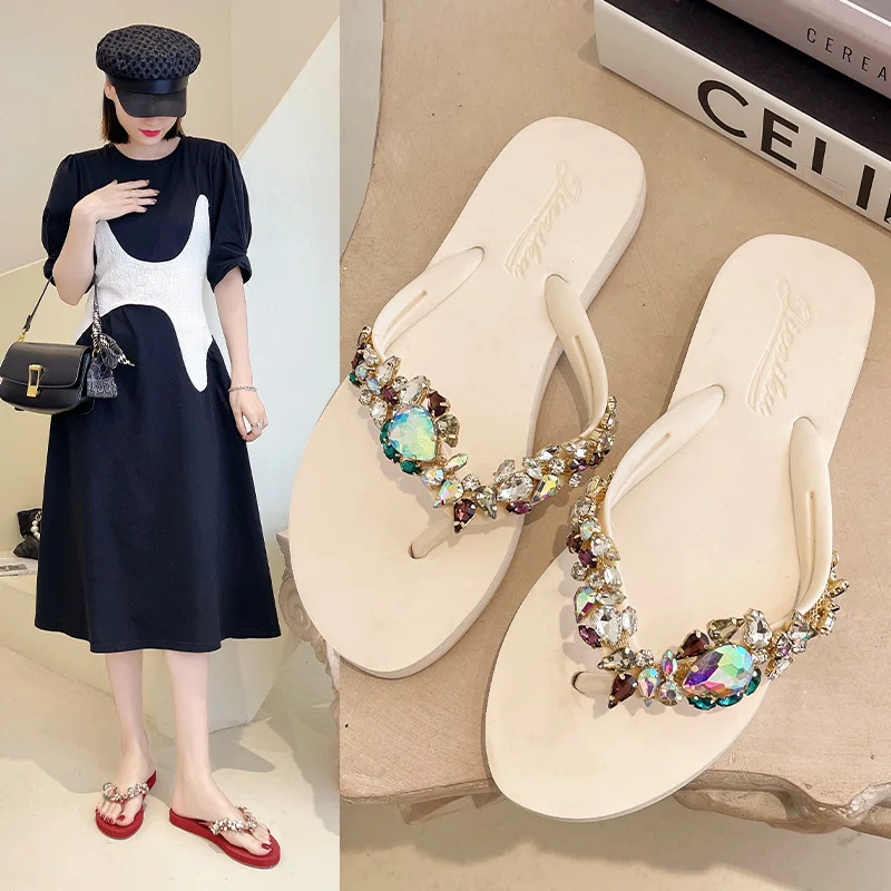 

Slippers women's summer new bohemian style flat bottom non-slip clip-on beach women's sandals and slippers casual flip-flops