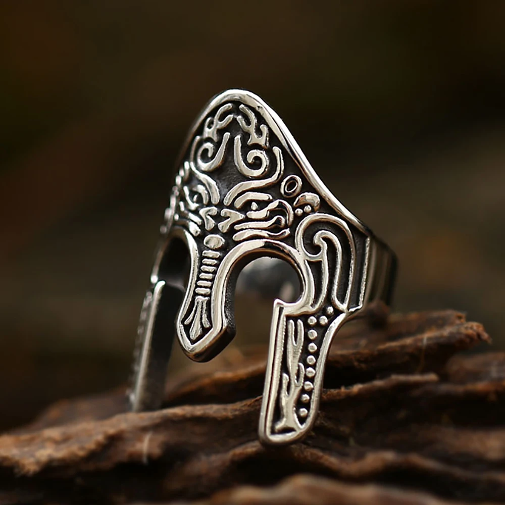 Шлем воина викингов маска кольцо готический винтажный скандинавский