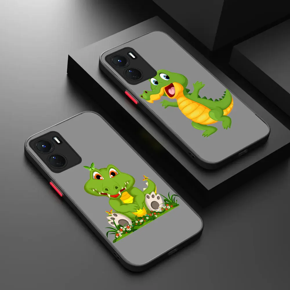 Матовый чехол для телефона с милым мультяшным крокодилом Y53 Y52 Y51 Y51A Y50 Y50T Y35 Y33 Y33T Y31