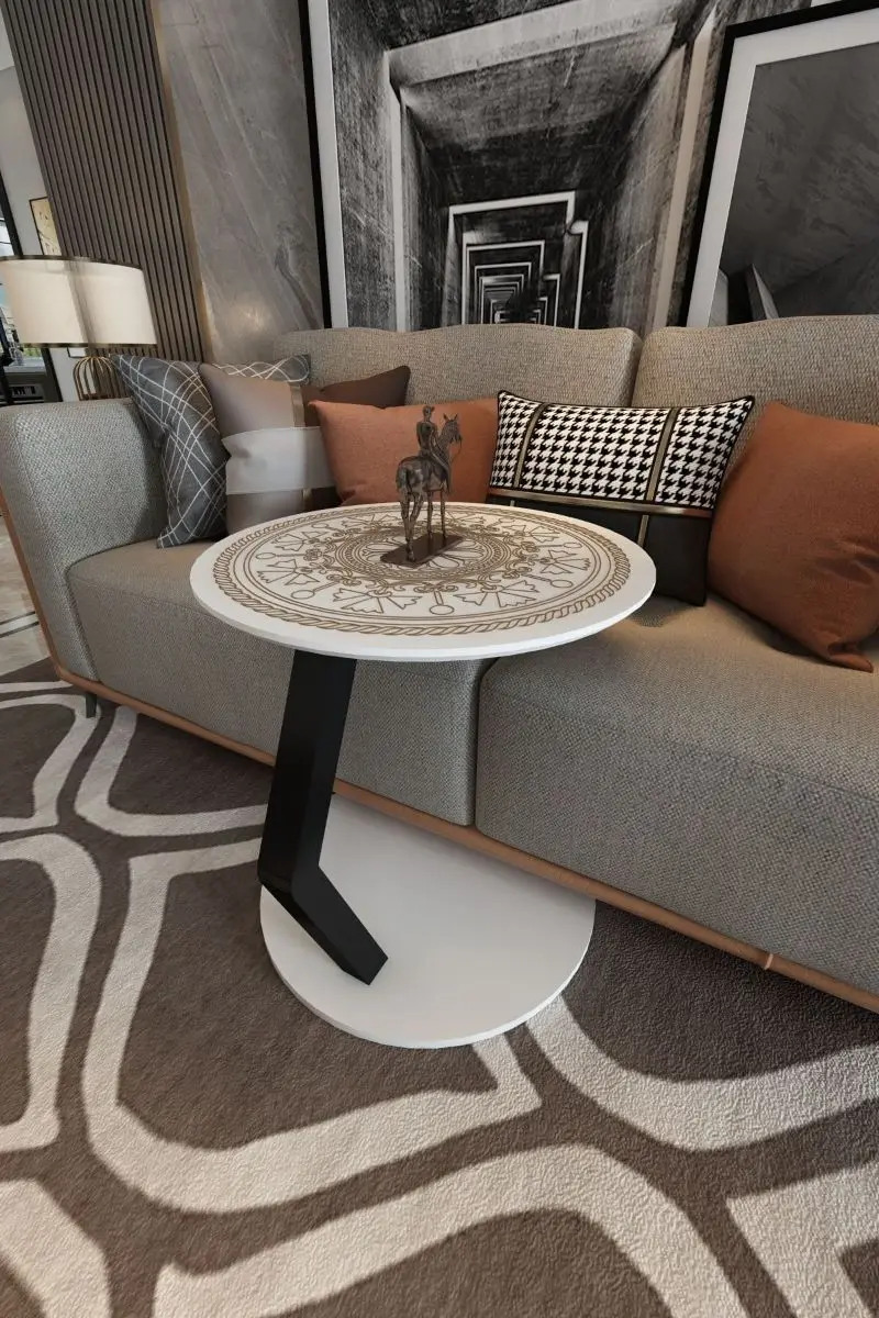 Белый C кофейный столик диван-подставка боковой журнальный Zigon Сервировочная