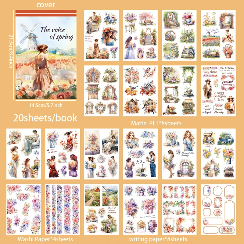 

Mr. Paper Винтажная книга с наклейками 20 шт