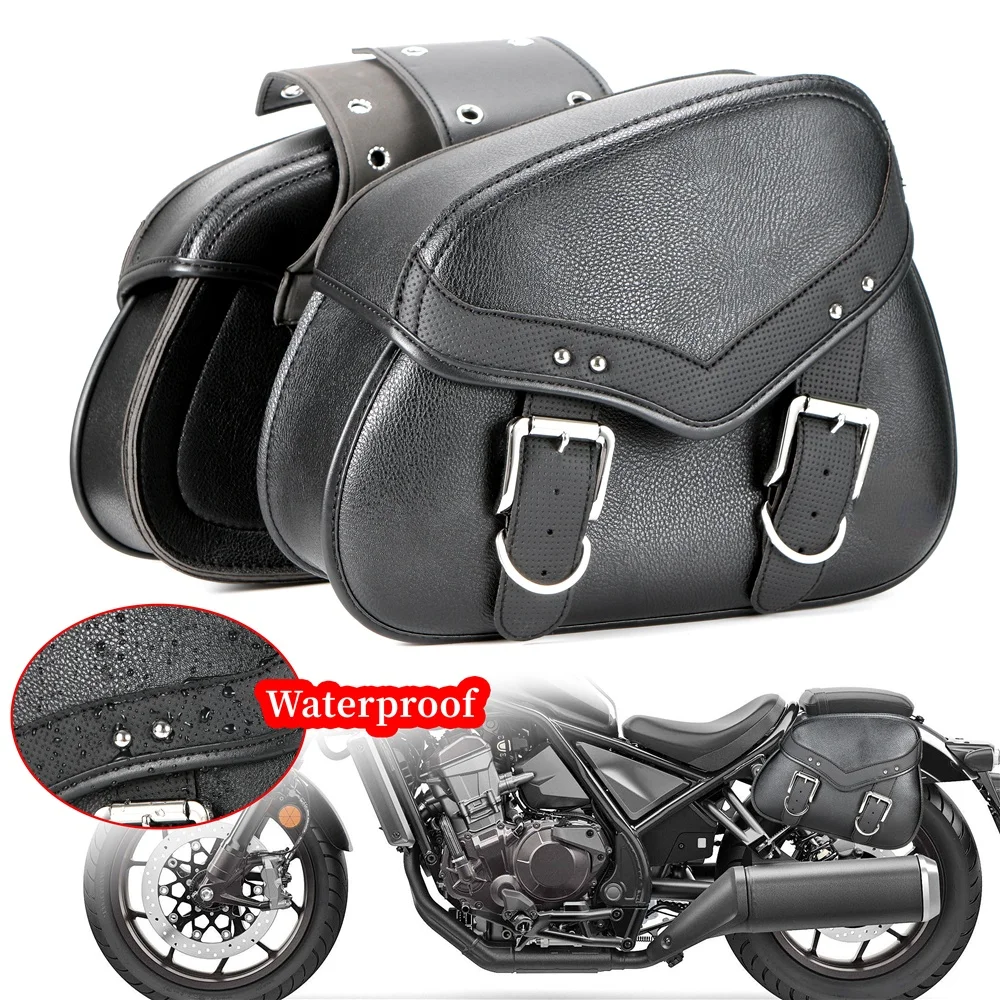 

1 Pair PU Leather Motorcycle Saddle Bag Motorbike Universal Left Right Side Tool Luggage Bag Kits for Kawasaki Bmw Honda Suzuki