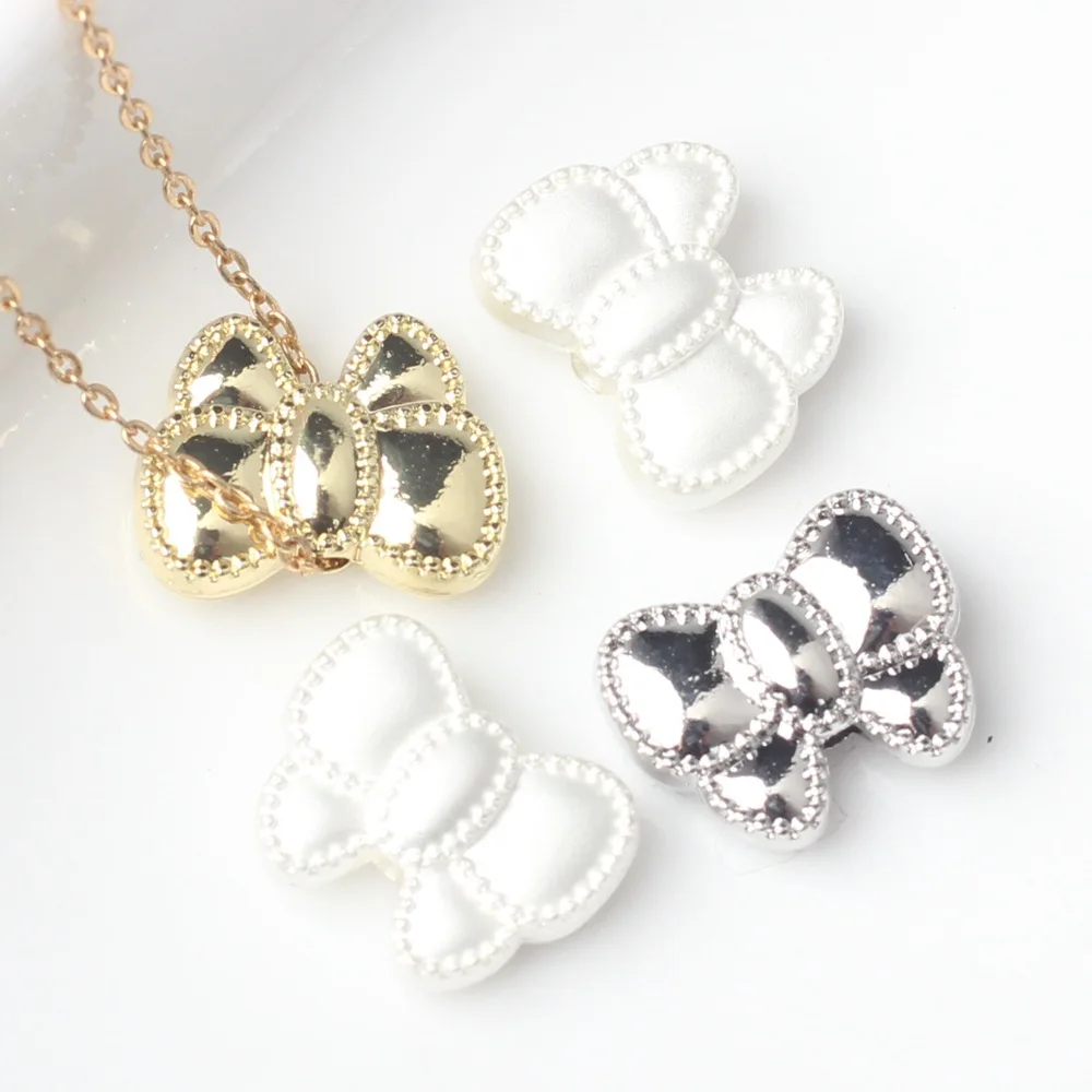 

10pcs Alloy Charm Bow Butterfly Shape Pendants Septal Bead For Jewelry Making Bracelets Necklaces DIY Handmade Accessories Craft