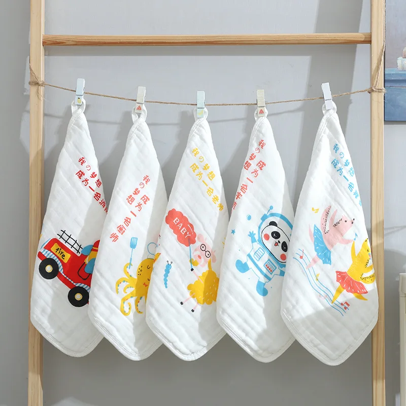 

5Pcs Baby Towel Cotton Kids Bath Towels for Baby Face Wash Wipe Muslin squares Hand Towel soft Baby Gauze for newborn Baby Stuff