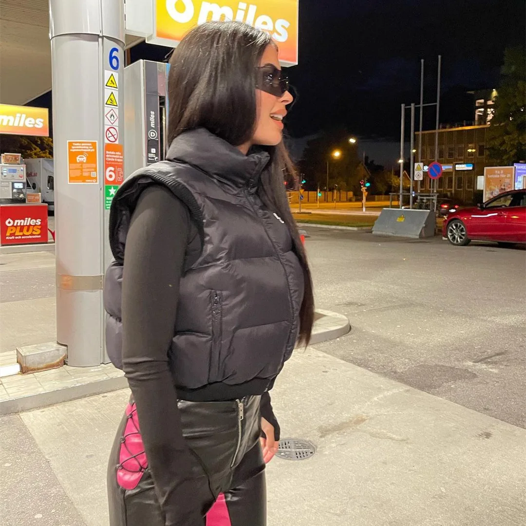 Puffer Vest Casual Jacket Stand Neck Sleeveless Down Coat Women Winter Clothes