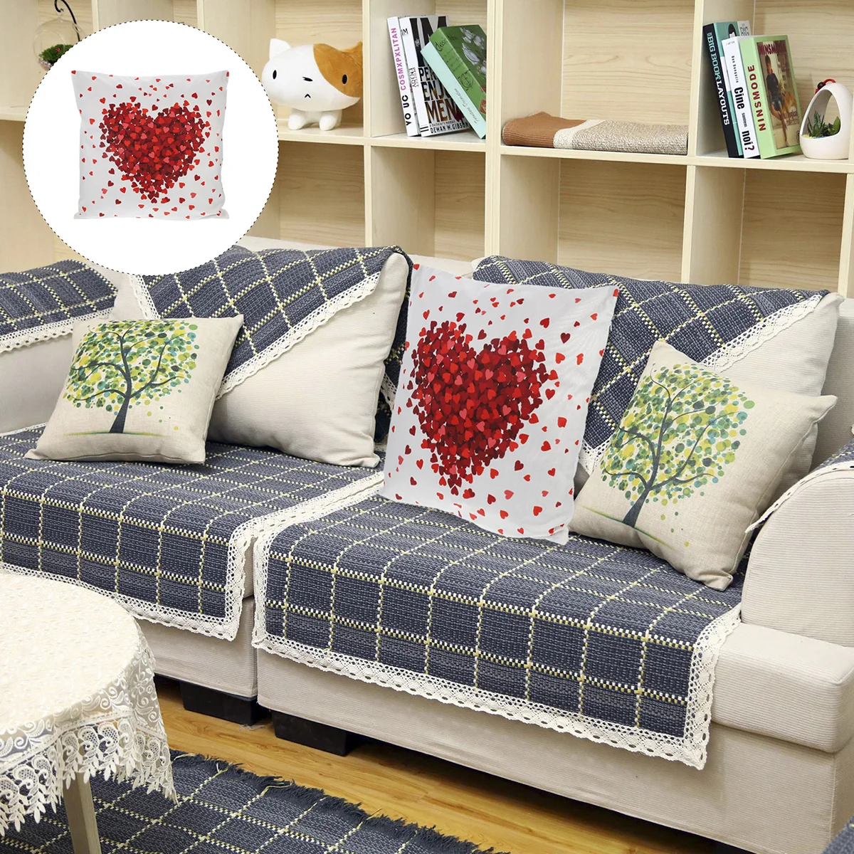

2Pcs Pillowcase Home Pillow Case Throw Pillow Case Heart Pillowcase for Gift Wedding Valentine's Day