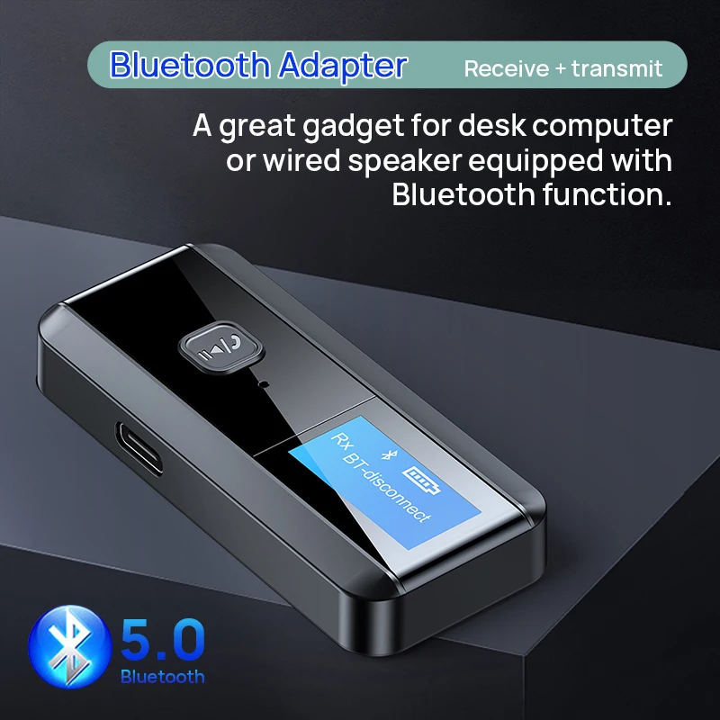 Беспроводный адаптер Bluetooth для автомобиля BT 5.0 приемник и передатчик для ПК, колонок, наушников, мыши.