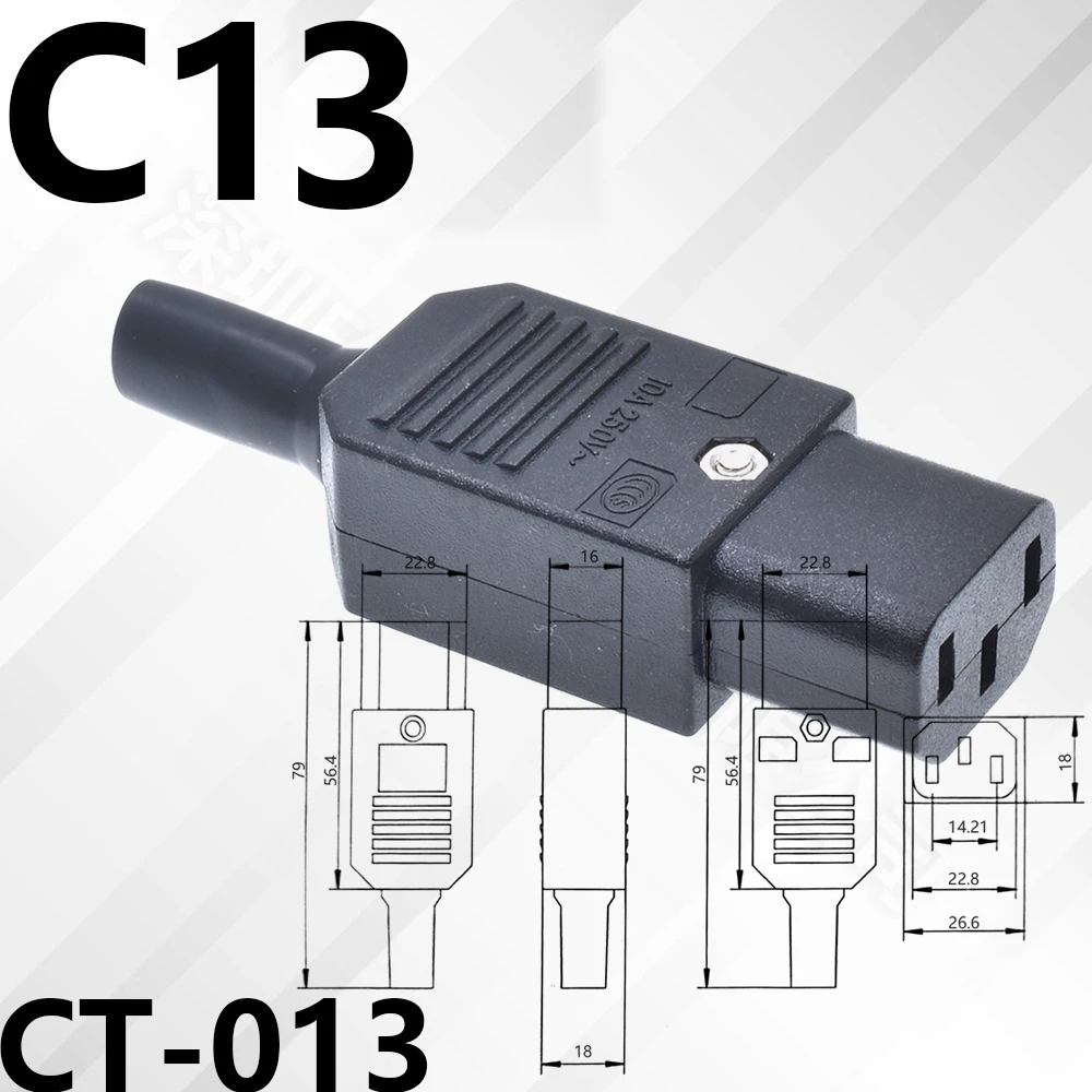 

Прямой Кабельный разъем IEC C13 C14 10A 250 в черный розетка и штекер многоразовый разъем питания 3-контактный разъем переменного тока