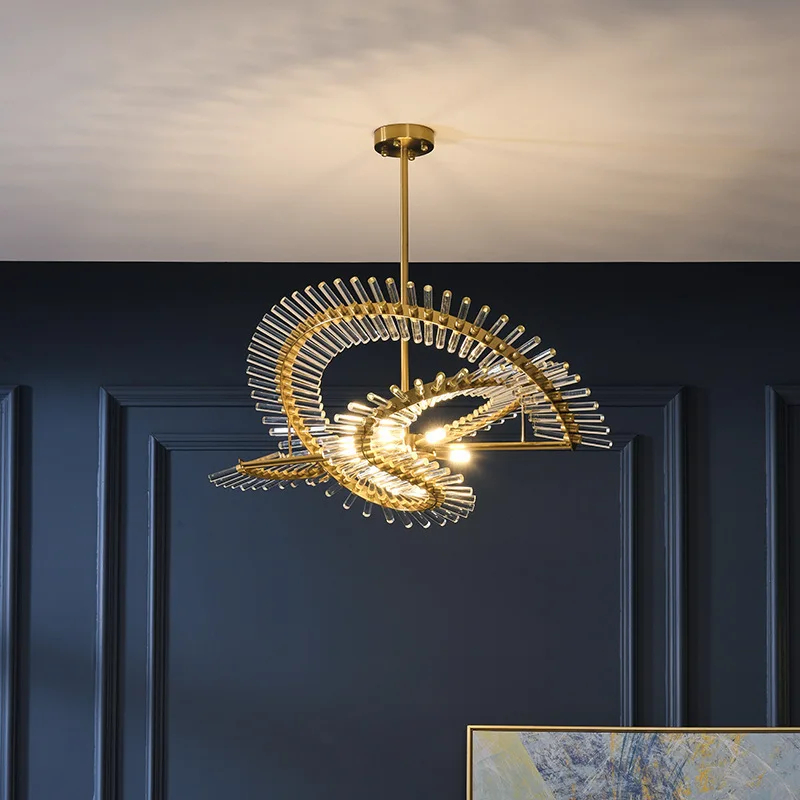 

Postmodern luxury LED Crystal Chandelier Nordic creative living room hanging lights Hotel decor lamps restaurant round lighting