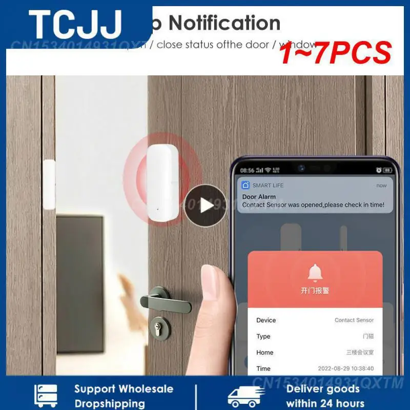 

1 ~ 7 шт. смарт-датчик двери Tuya WiFi, детекторы открытия и закрытия двери, охранная система для умного дома, система сигнализации Smart Life, управление через приложение