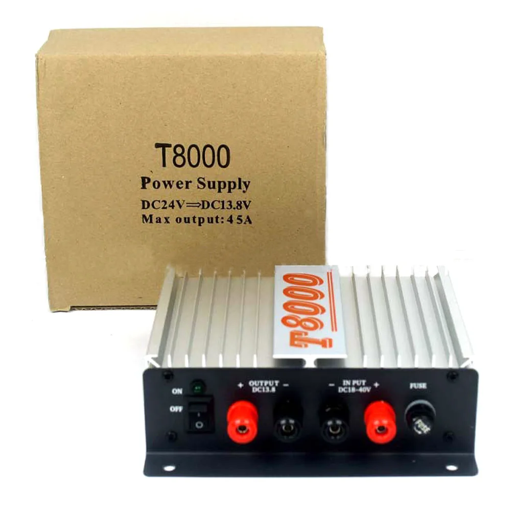 T8000 Transformer 24V To 13.8V 45A Regulator Power Supply For Mobile Car Two way Car Radio DC18V-40V Input DC13.8V 45A Output
