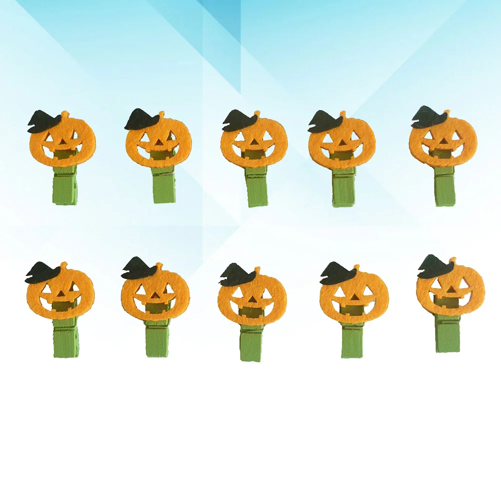 

10 шт., деревянные клипсы в виде тыквы