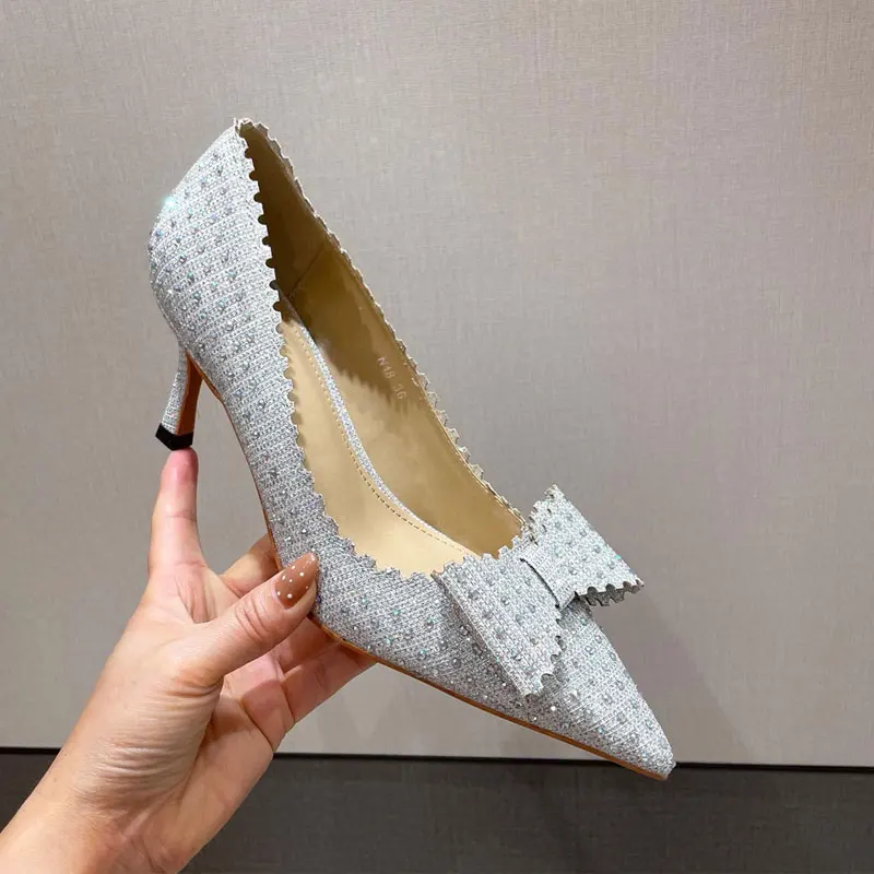 

Туфли-лодочки женские на шпильке, заостренный носок, без застежки, высокий каблук-бабочка, пикантные модные свадебные туфли для вечерние НК...