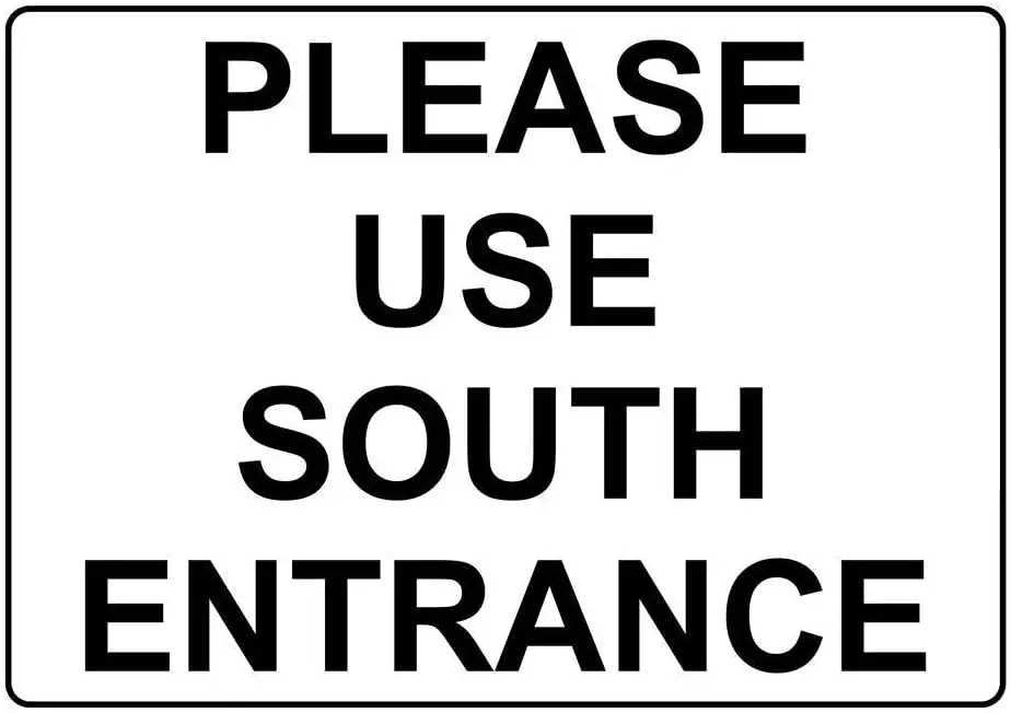 

Знак уведомления 12x8 дюймов, пожалуйста, используйте знак Южного входа, знак двора на открытом воздухе