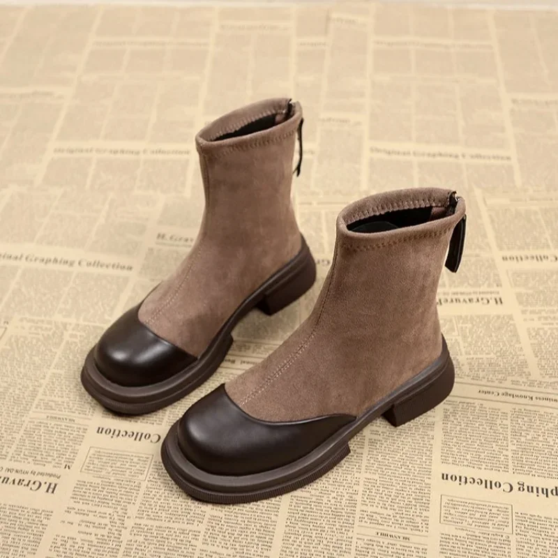 Женские вязаные ботильоны модные утягивающие короткие без шнуровки осень-зима