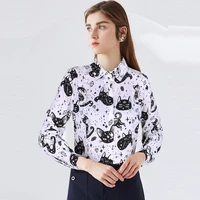 shirts for women y2k cartoon cat print long sleeve blouses officewear for ladies casual korean fashion camisas blusa feminina