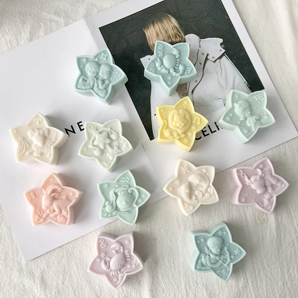 

12 Constellation Silicone Candle Mold DIY Pentagram Handmade Soap Gypsum Clay Epoxy Resin Mould Home Decoration Ornaments