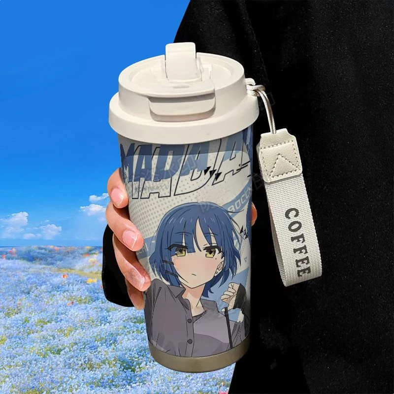 Фото Новый Bocchi The Rock Yamada Ryo Gotoh Hitori мультфильм из нержавеющей стали портативный автомобиль большой емкости двойной напиток рот термос кружка №3