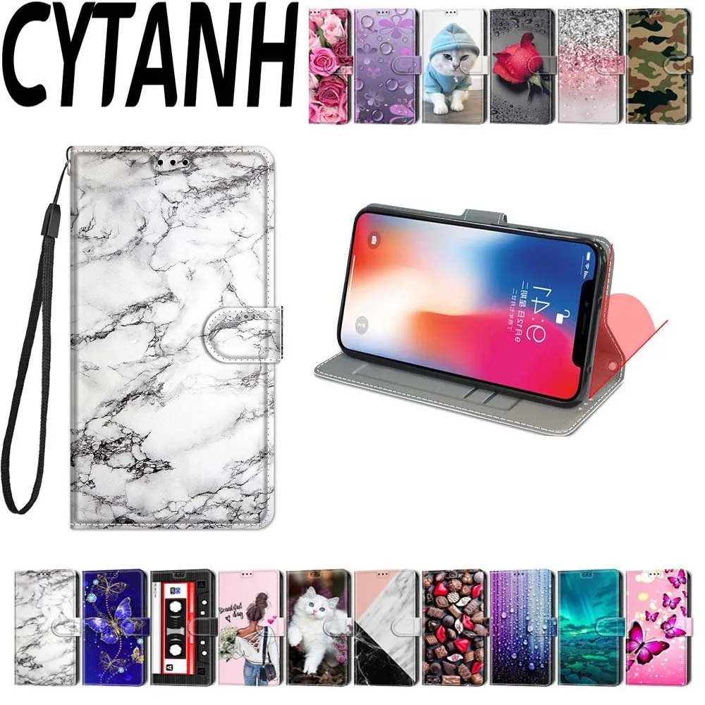 

Flip Case For Huawei Honor Mate 10 Lite 9i 8A 8X Y6 9 Lite Play Smart Painted Wallet Holder Phone Cover Card Pocket Magnetic