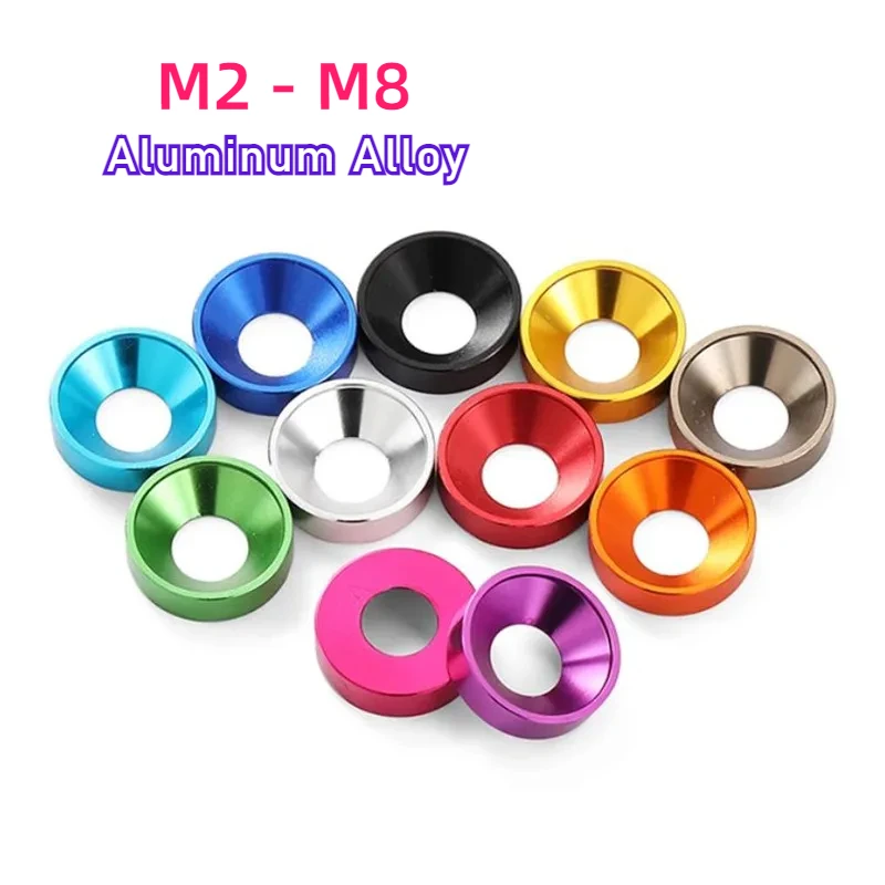 

Алюминиевая шайба M2 M2.5 M3 M4 M5 M6 M8 Красочный сплав Анодированные шайбы с потайной головкой Прокладка для винтов Болты