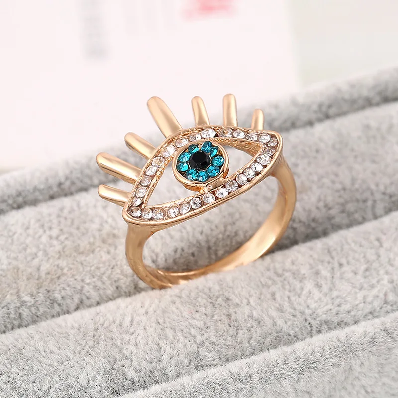 

Evil Devil's Eye Ring Handmade Golden Alloy Ring Man Women Ring Hip Hop Personality Party Friends Holiday Gift Acero Inoxidable