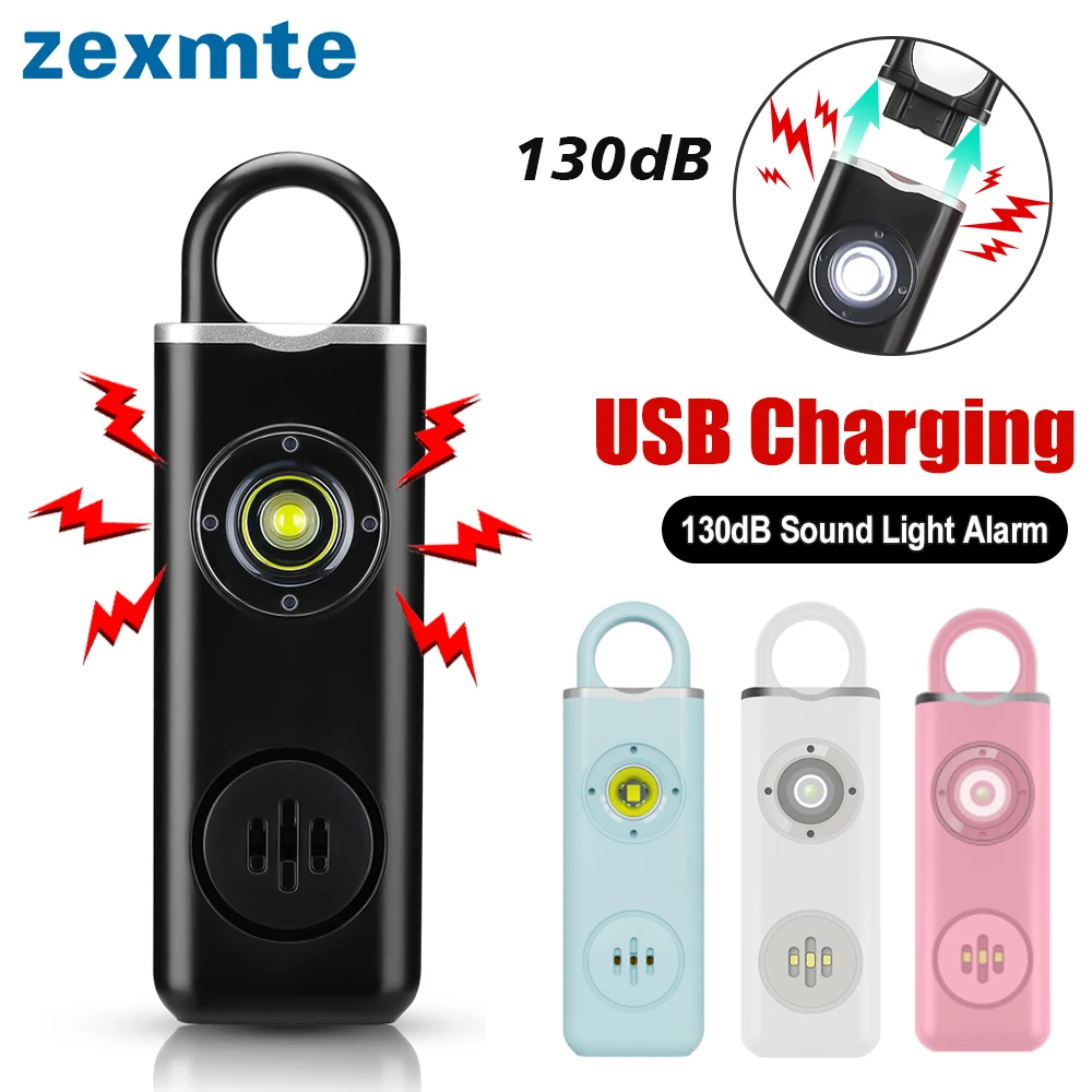 

Zexmte Self Defense Alarm 130dB Sound Light for Girl Child Women Security Protect Anti-wolf Scream Loud Panic Alarm Keychain