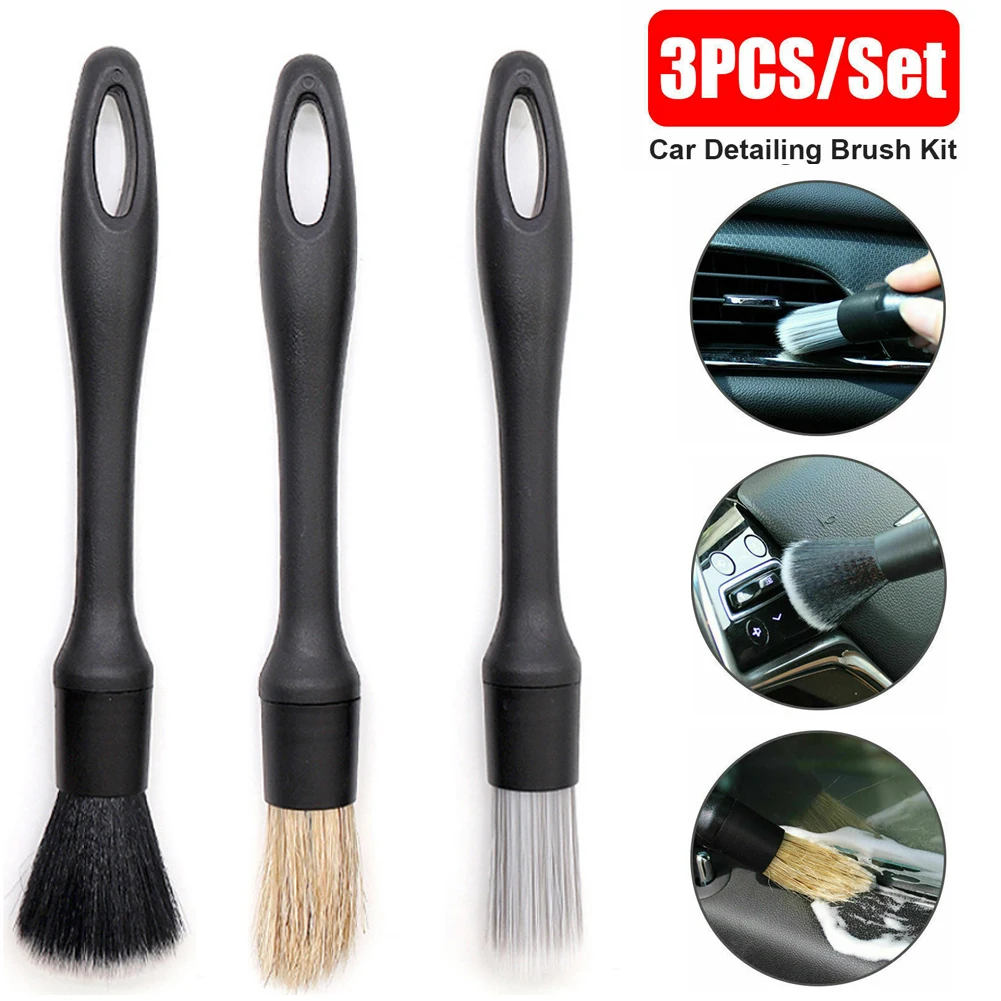 

3pcs Car Detailing Brush Wash Multipurpose Auto Detailing Cleaning Kit Engine Wheel Clean Set detail brush cleaning Accessories