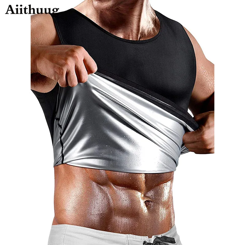 Aiithuug Men's Heat Trapping Pullover Sweat Enhancing Vest Premium Slimming Shapewear Workout Sauna Tank Top Vest Fitness Tops