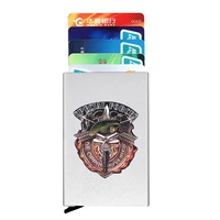 anti theft id credit card holder thin aluminium metal wallets special forces skull printing pocket case bank card box