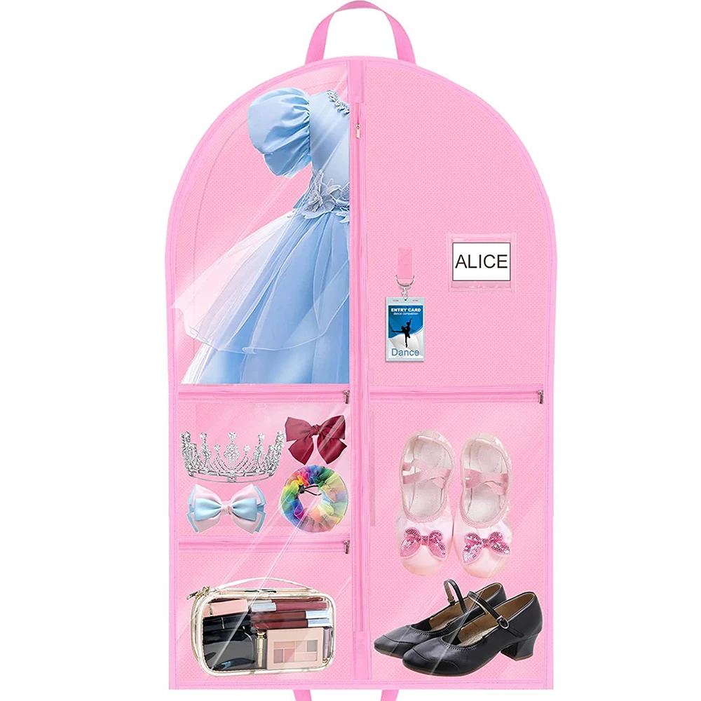 

Kids Dance Costume Bags with Zipper Pockets Waterproof Hanging Garment Bag with Gusset for Travel and Closet Storage Black Blue