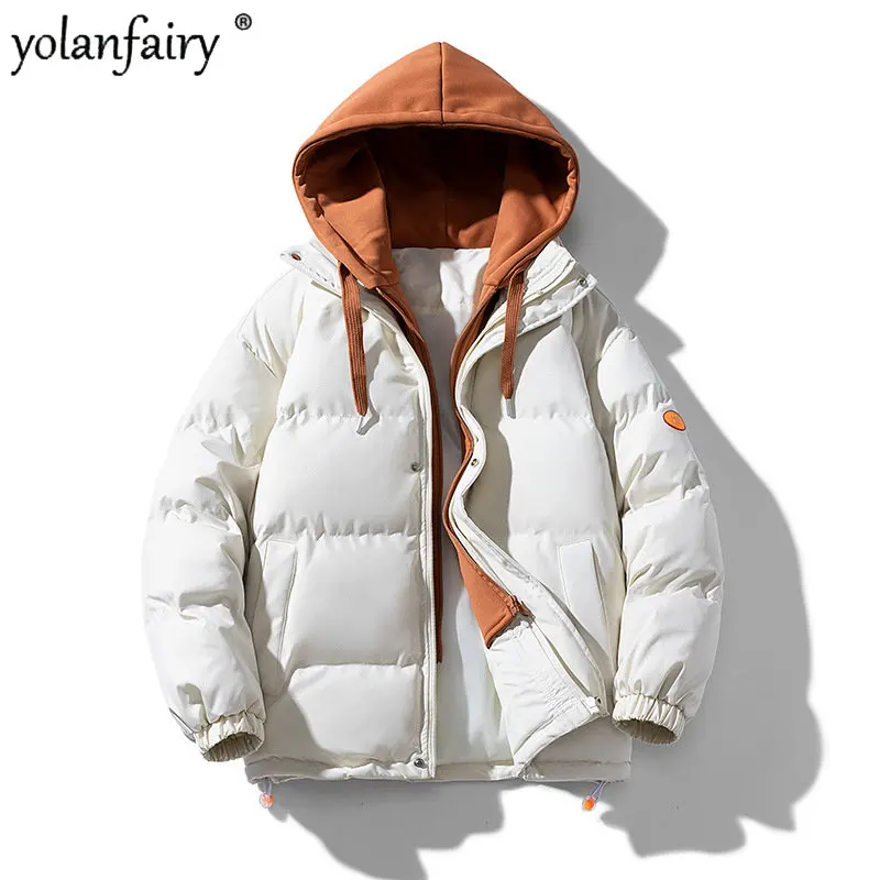 

2022 Men's Winter Coat Mens Clothing Waterproof Hooded Jackets for Men Winter Parkas Loose Large Size Thick Two Piece Cotton Top