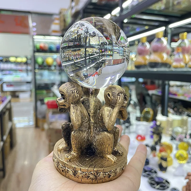 Resin Golf Tee Decoration Three Monkeys Don't Listen, Don't Say, Don't Look At Resin Desktop Craft Decoratio