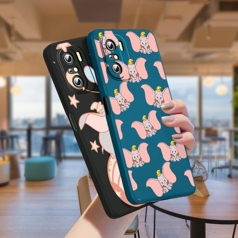 

Disney Dumbo Cute Art For Xiaomi Redmi Note 11 10S 10 9S 9T 9 8T 8 Pro Plus 7 6 5 4G 5G Liquid Silicone TPU Rope Phone Case