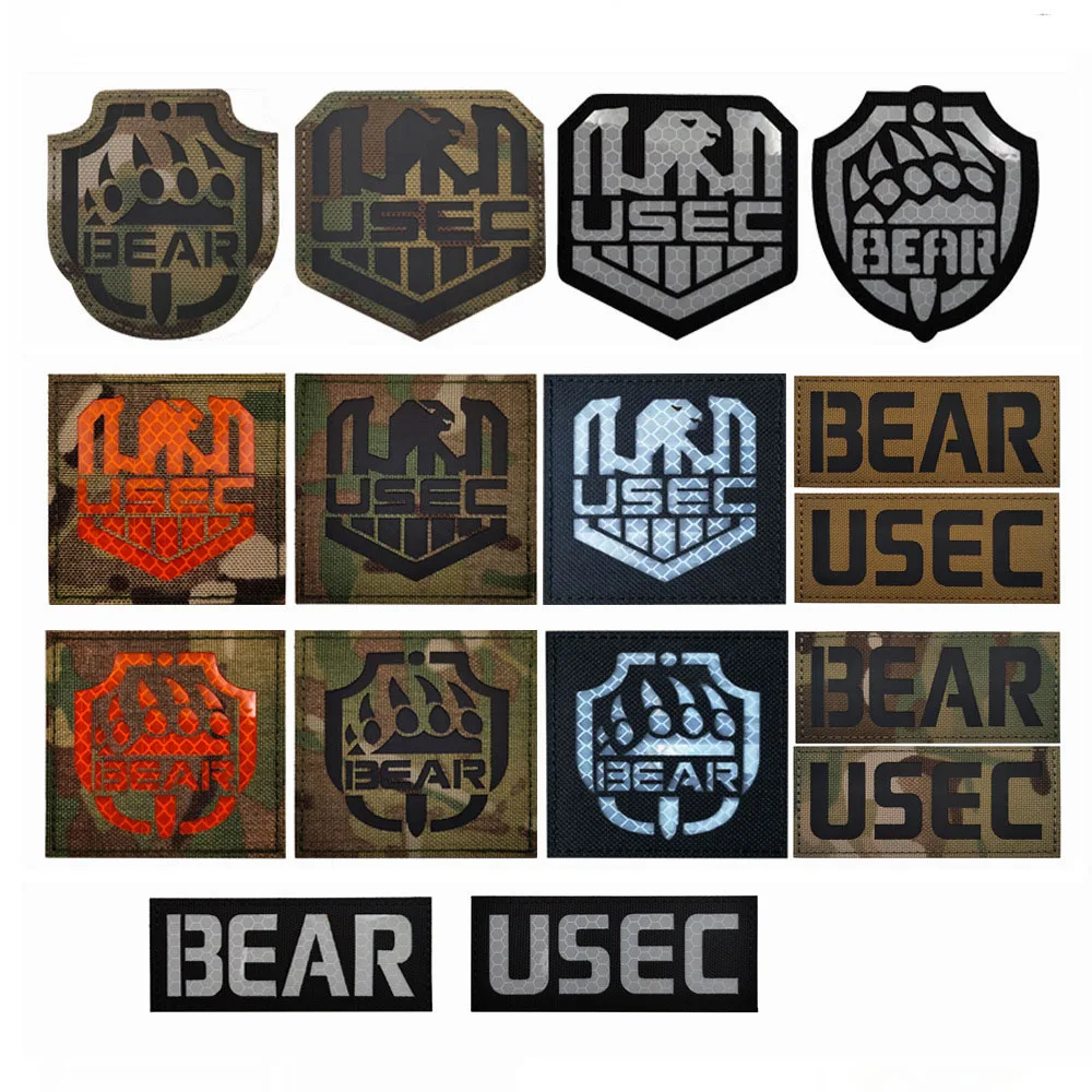 

Russian USEC BEAR Badge Reflective Luminous Tactical Patch Hook and Loop Morale Chapter Military Outdoor Armband DIY Backpack