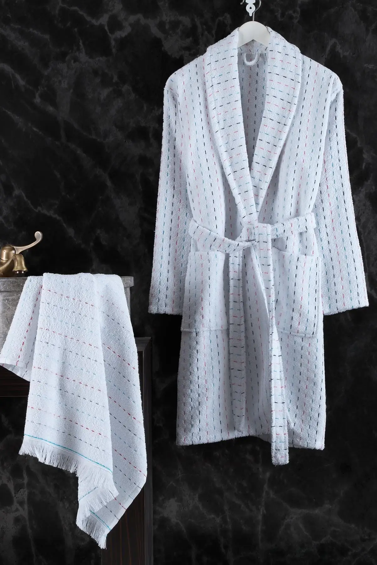 2 Piece Bathrobe Set - Bath Towels, Hotel Bathrobes, Hand Towels, 100% Cotton, Bathroom Products, Not Printed