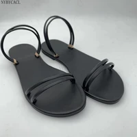 2022 summer new narrow band women sandal shoes fashion thick heel ladies elegant open toe sandalias ankle strap dress pumps